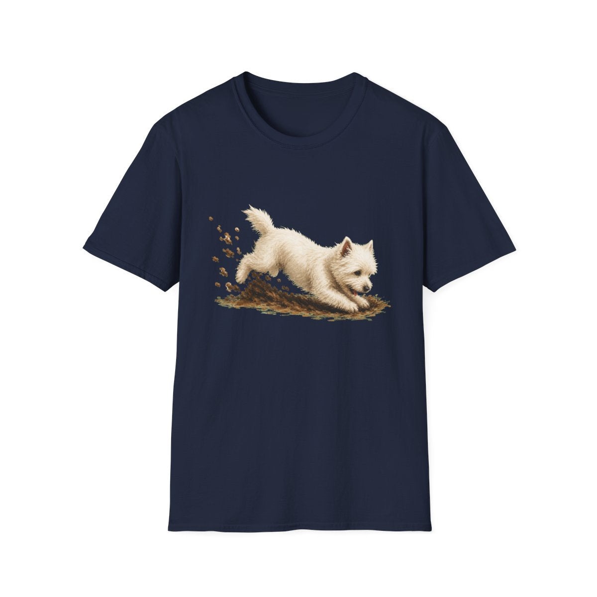 Westie Excavating Mode On Tee - Navy