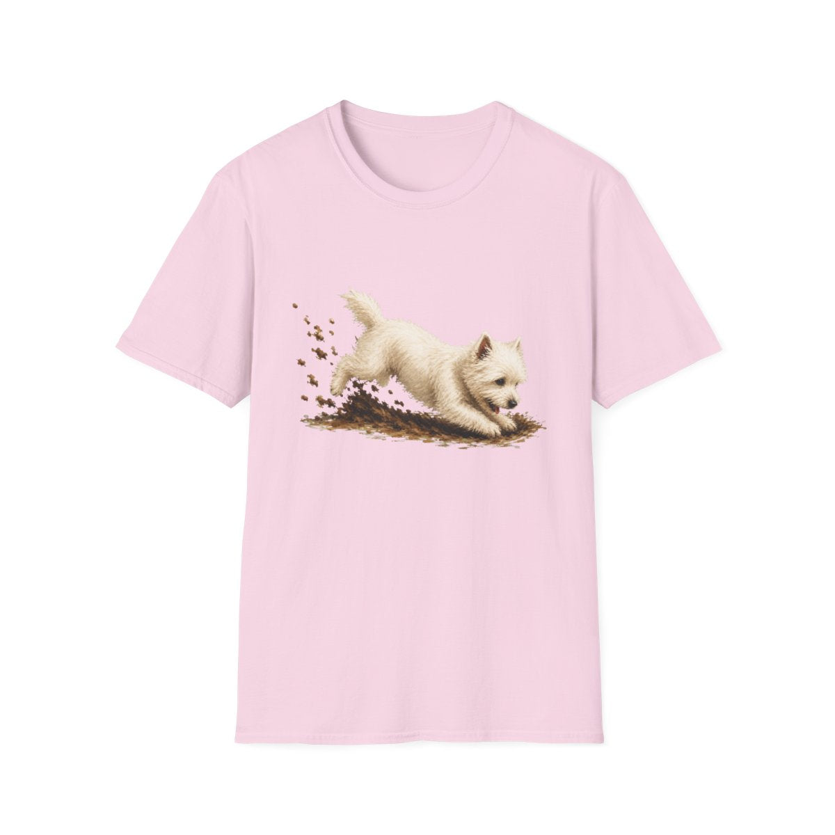 Westie Excavating Mode On Tee - Light Pink