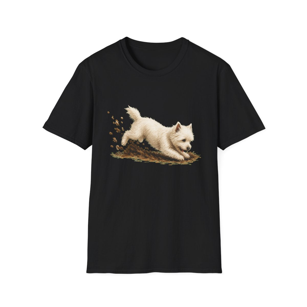 Westie Excavating Mode On Tee - Black