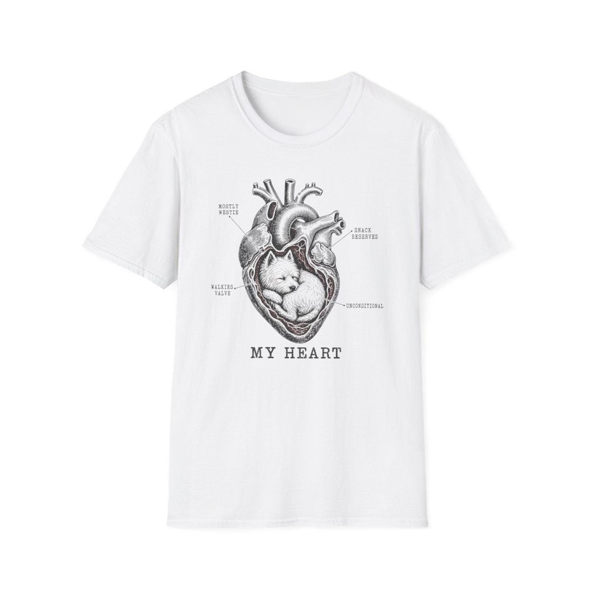 Westie Heart Chart Tee - White