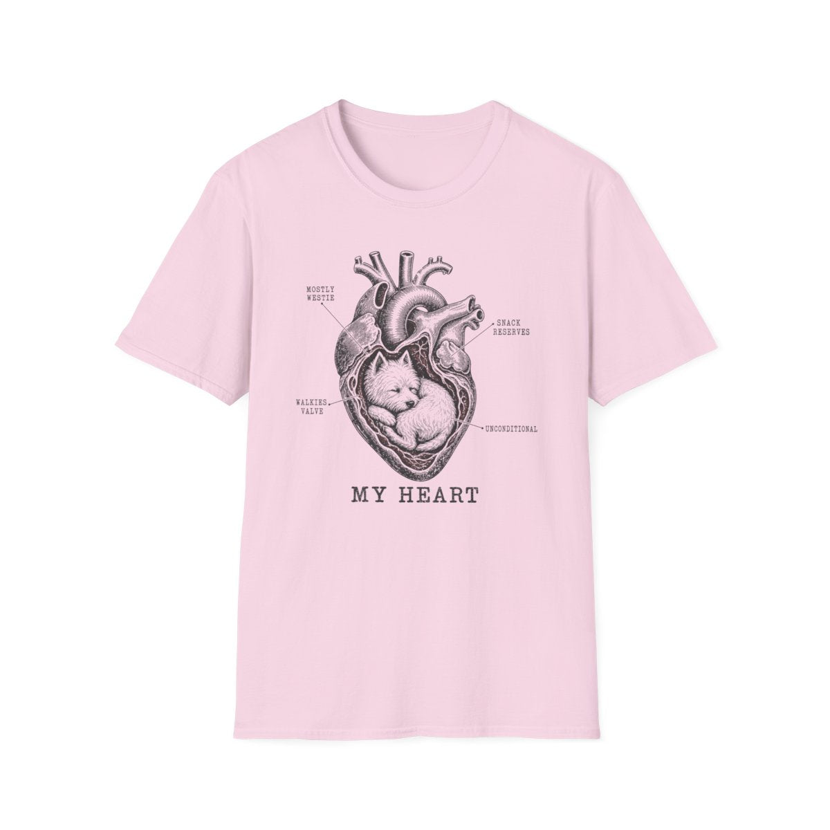 Westie Heart Chart Tee - Light Pink