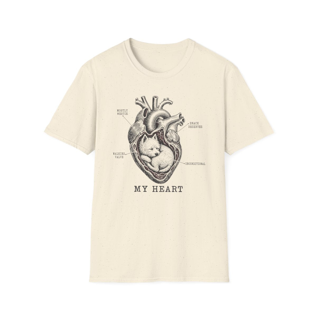 Westie Heart Chart Tee - Natural
