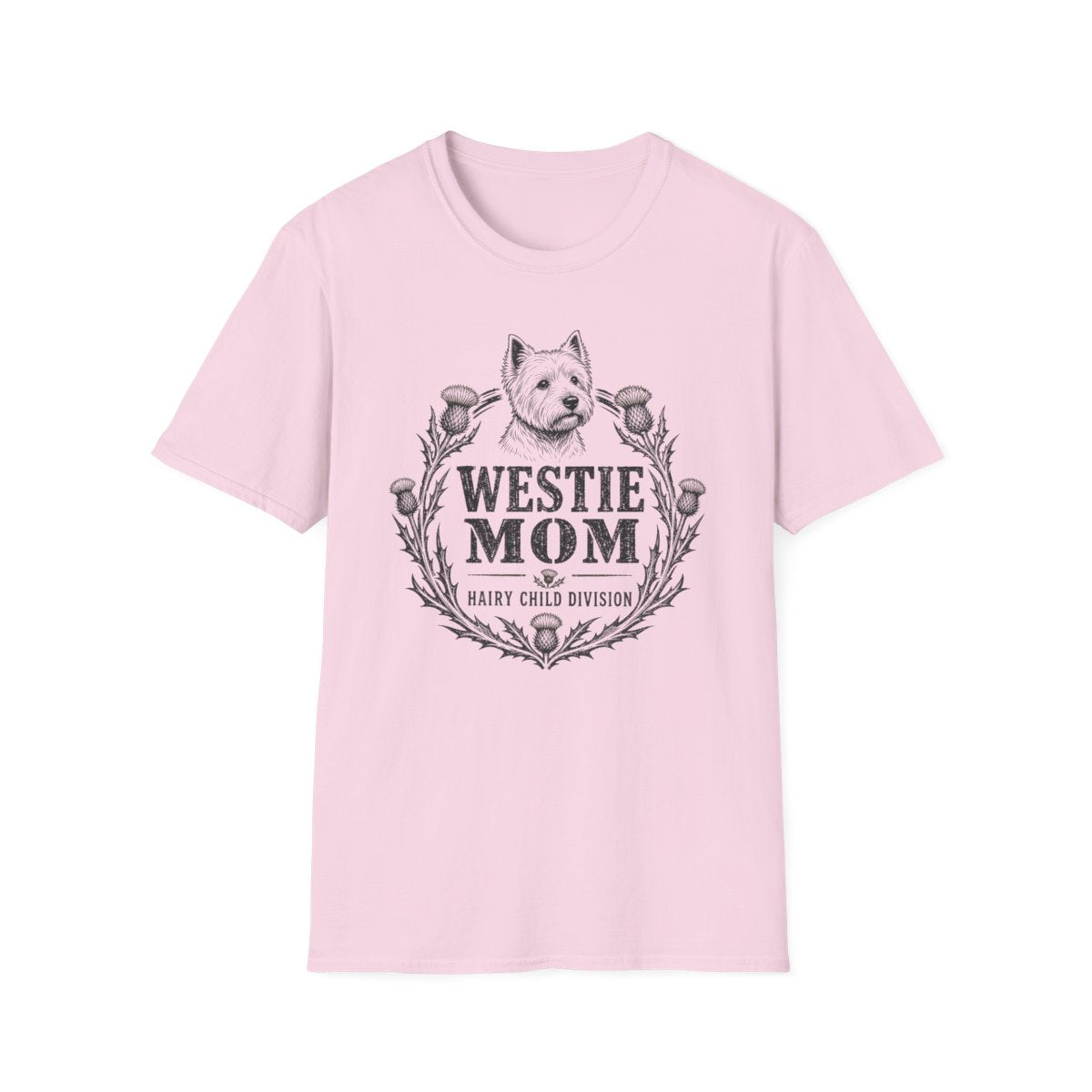 Westie Mom Badge Tee - Light Pink