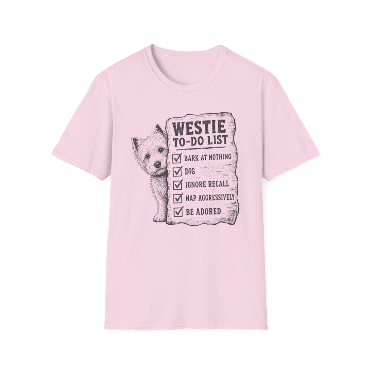 Westie To Do List Tee - Light Pink