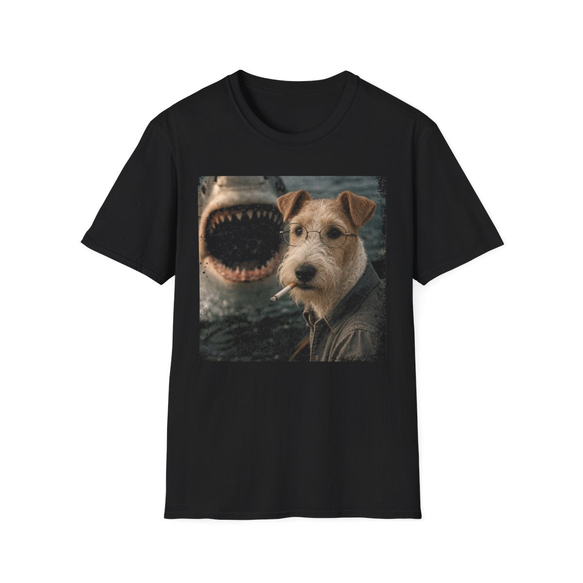 Wire Fox Terrier and Shark Tee - Black