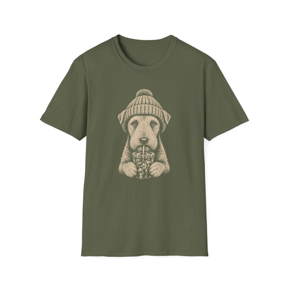 Wire Fox Terrier Cold Brew Tee - Military Green