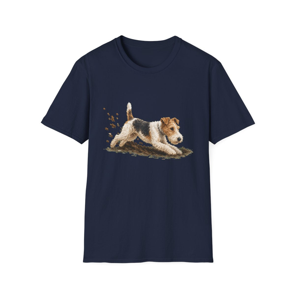 Wire Fox Terrier Excavating Mode On Tee - Navy