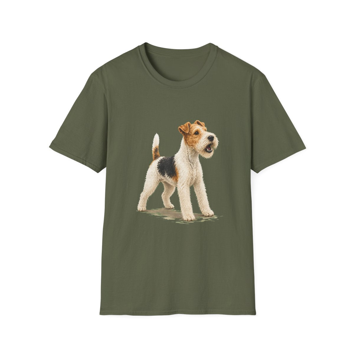 Wire Fox Terrier Head Of Security Tee - Military Green