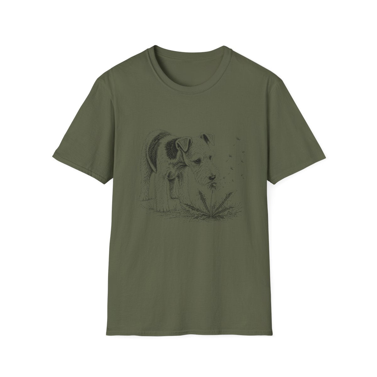 Wire Fox Terrier Make A Wish Tee - Military Green