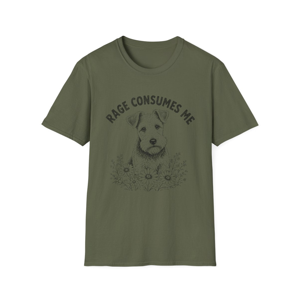 Wire Fox Terrier Rage Consumes Me Tee - Military Green