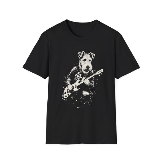 Wire Fox Terrier Rocking Guitar Tee - Black