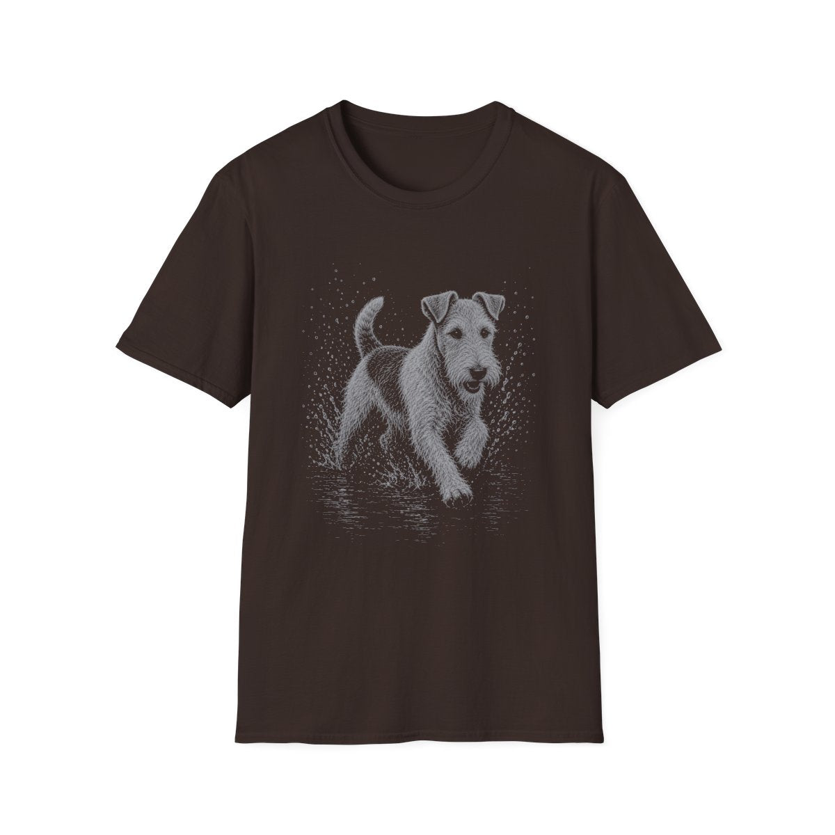 Wire Fox Terrier Water Run Tee - Dark Chocolate