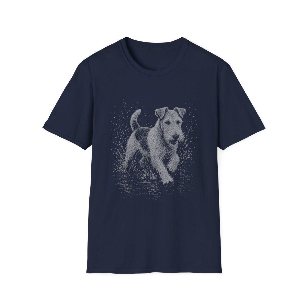 Wire Fox Terrier Water Run Tee - Navy