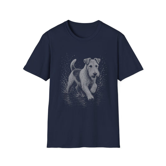 Wire Fox Terrier Water Run Tee - Navy