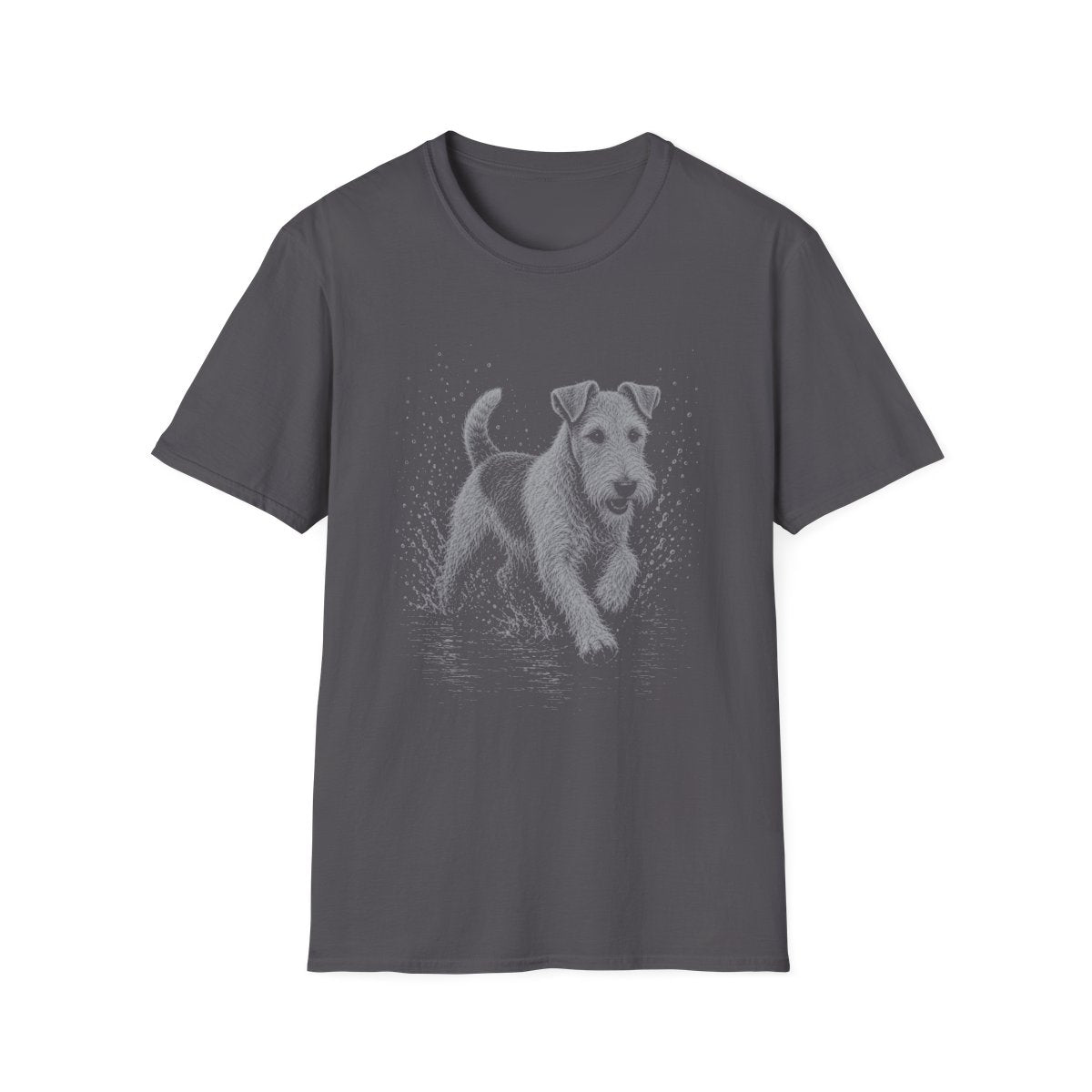 Wire Fox Terrier Water Run Tee - Charcoal