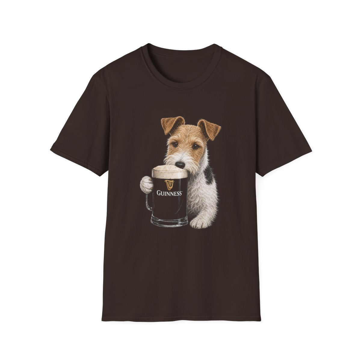 Wire Fox Terrier With A Pint Tee - Dark Chocolate