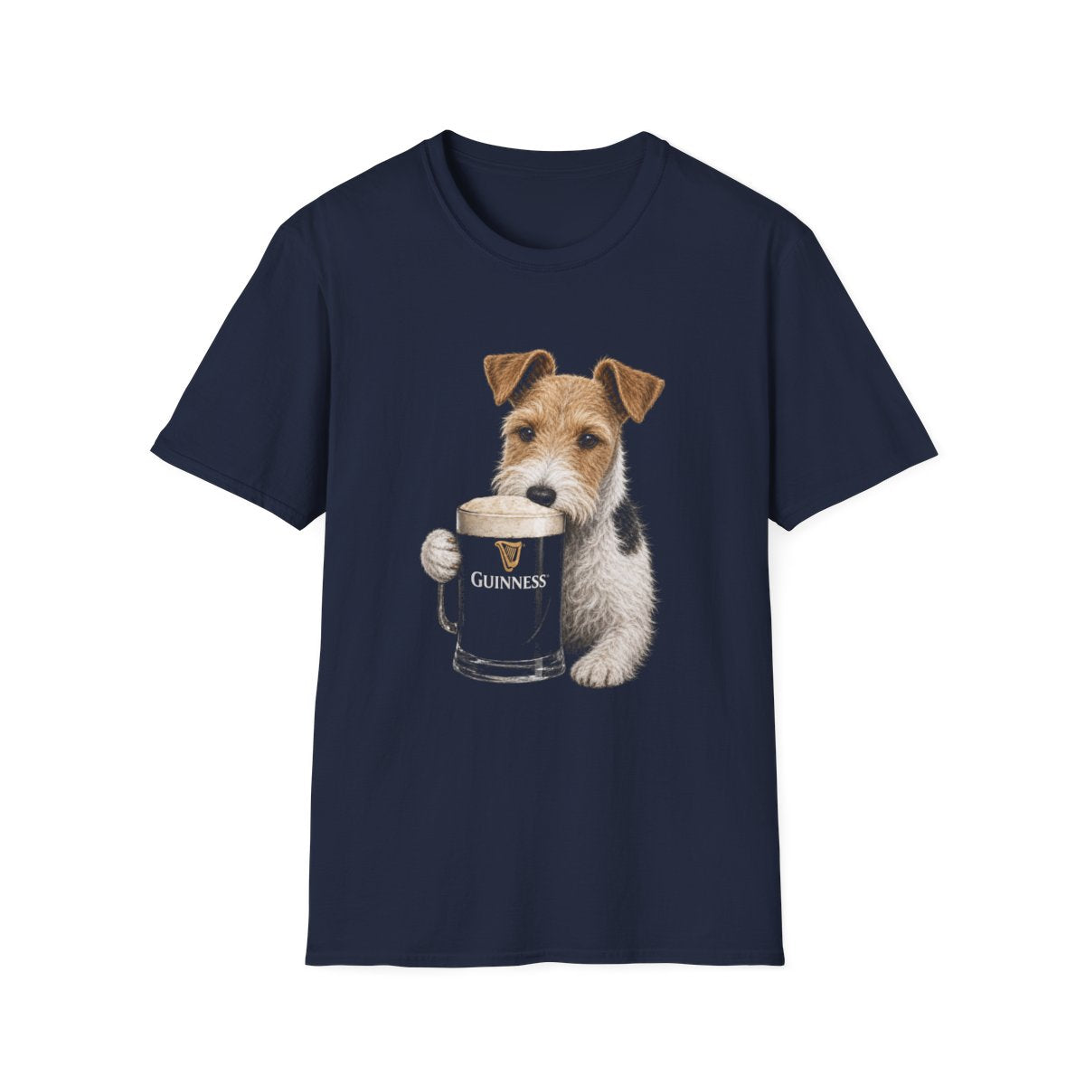 Wire Fox Terrier With A Pint Tee - Navy