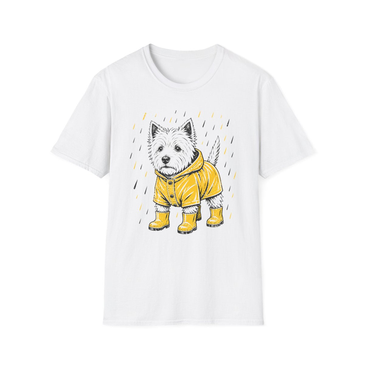 Yellow Raincoat Westie Tee - White