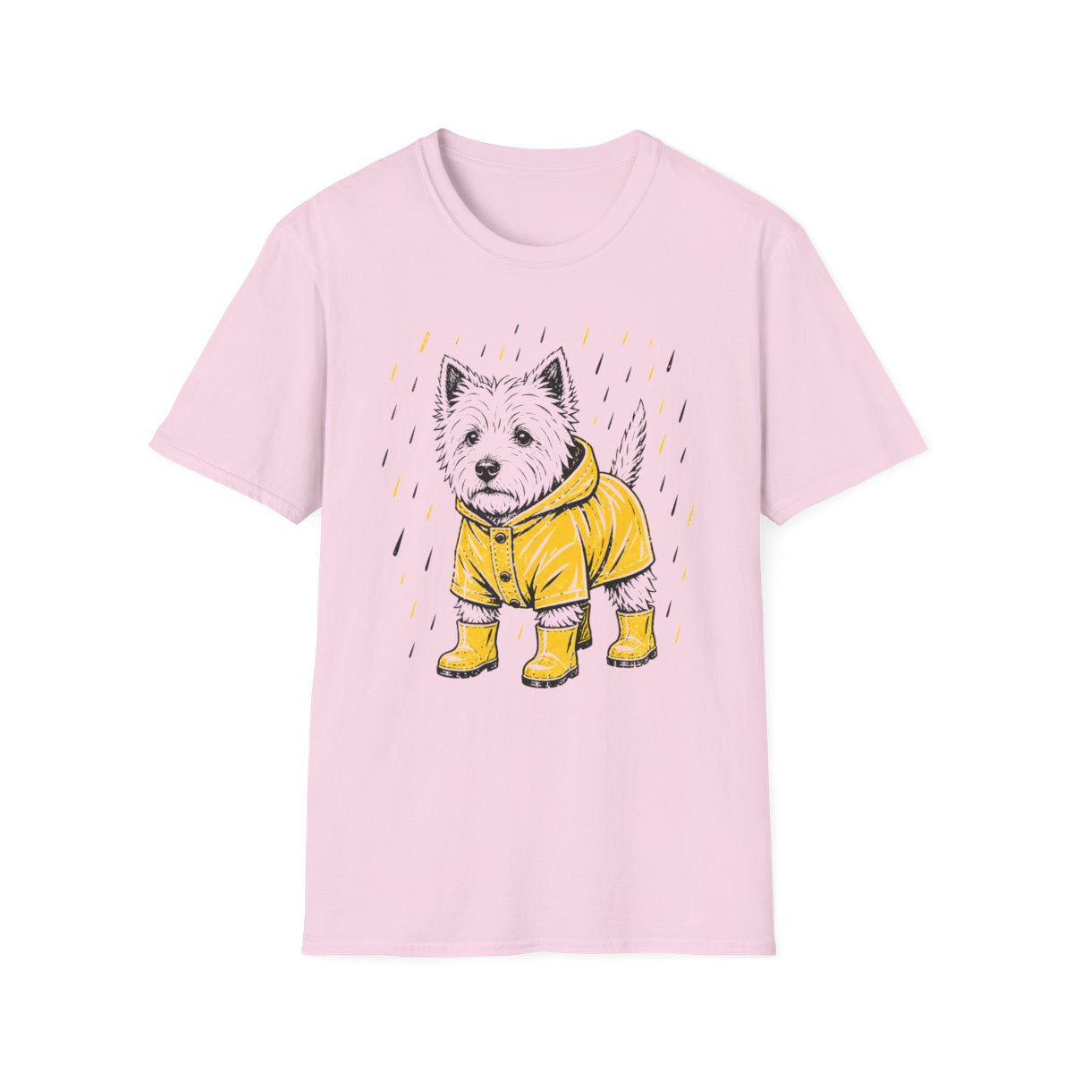 Yellow Raincoat Westie Tee - Light Pink