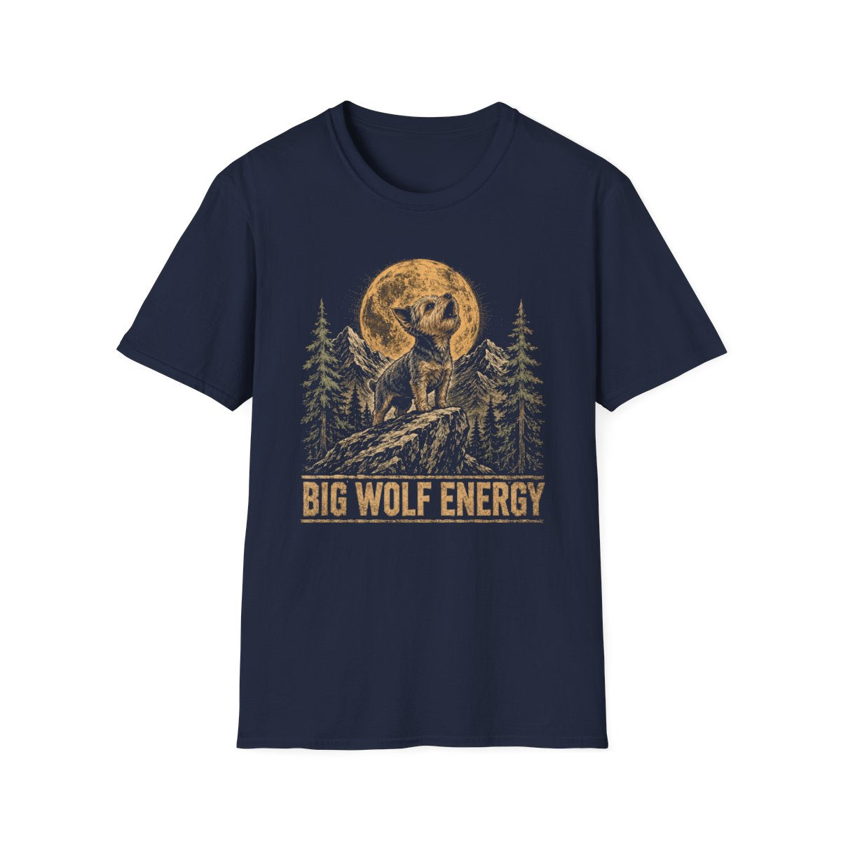 Yorkie Big Wolf Energy Tee - Navy