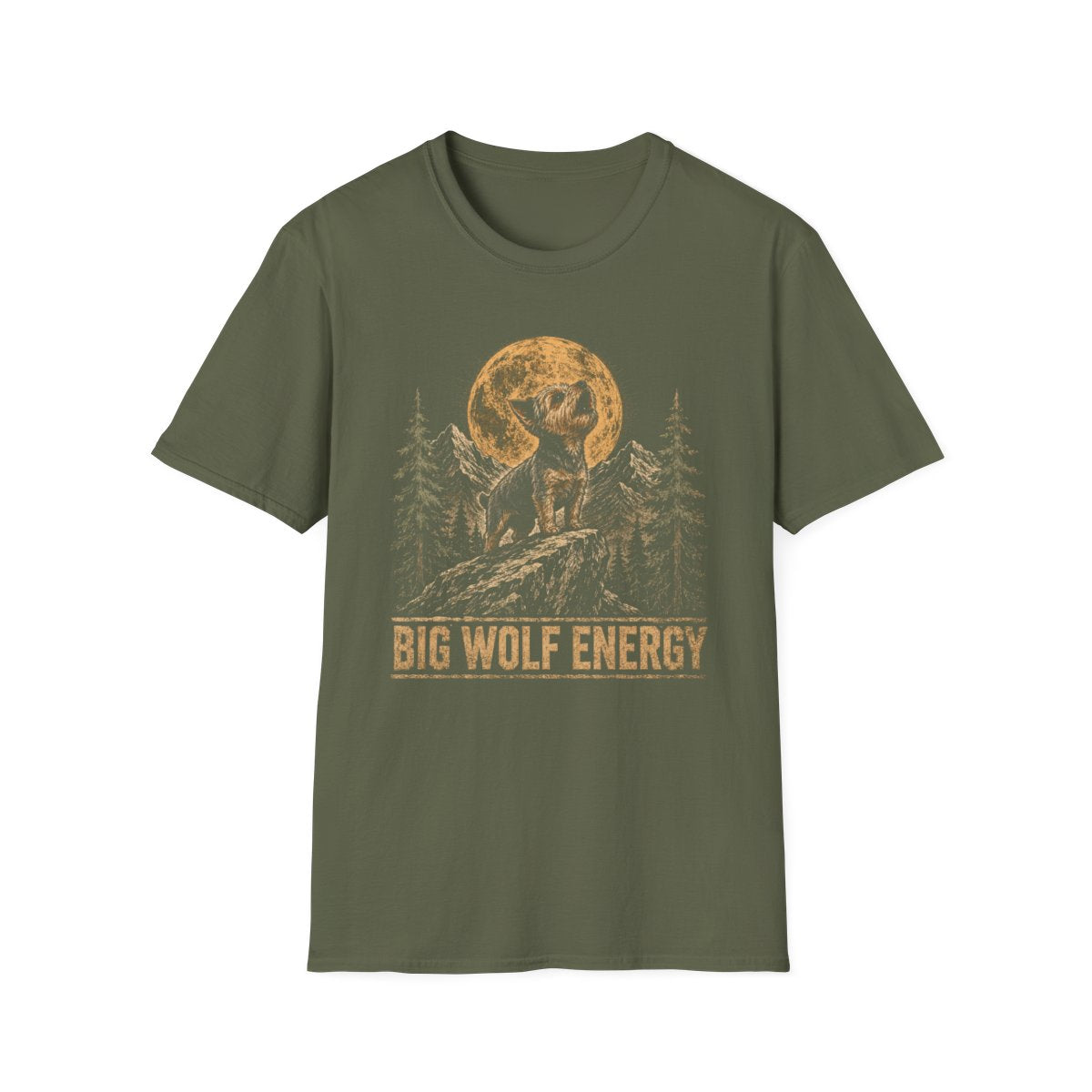 Yorkie Big Wolf Energy Tee - Military Green