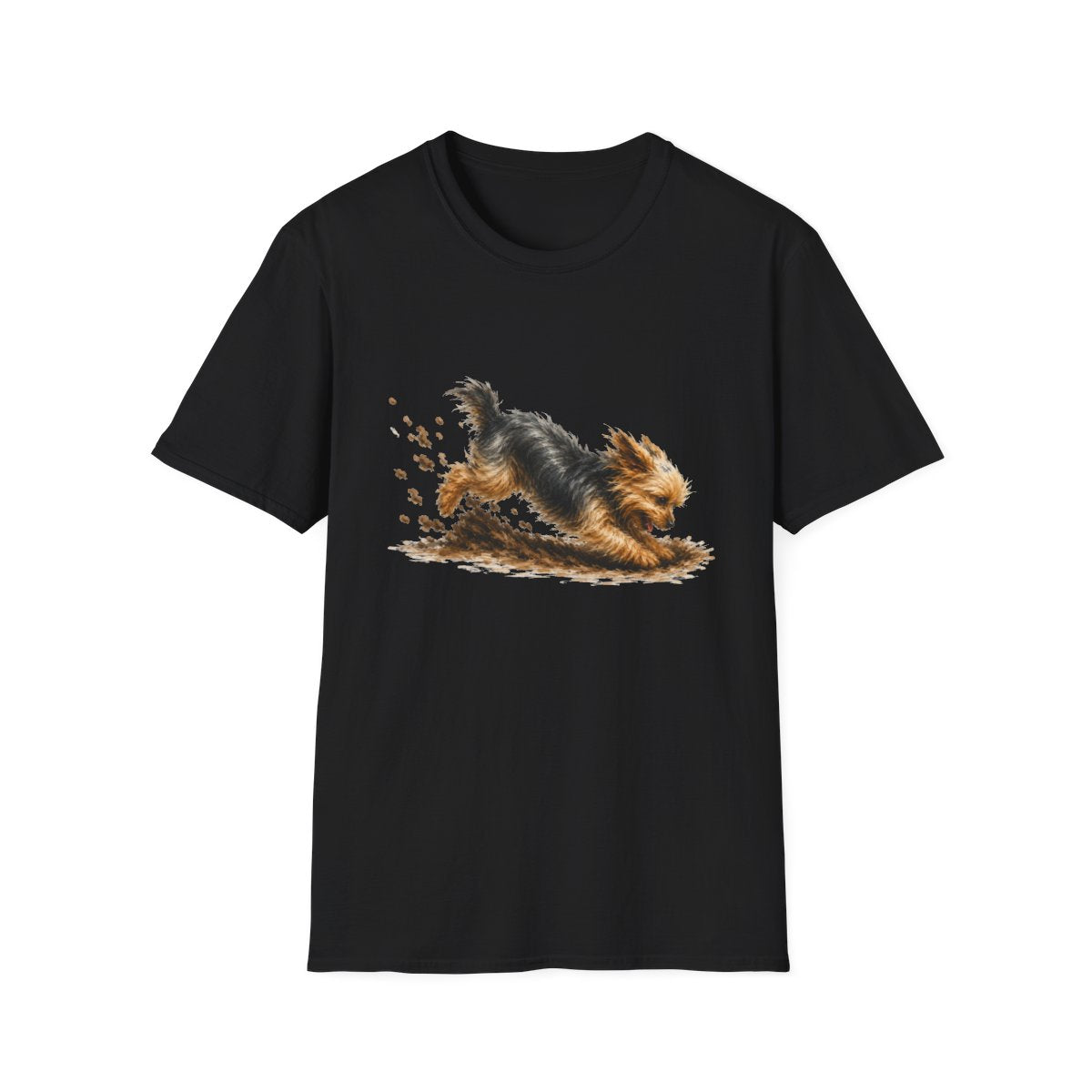Yorkie Excavating Mode On Tee - Black