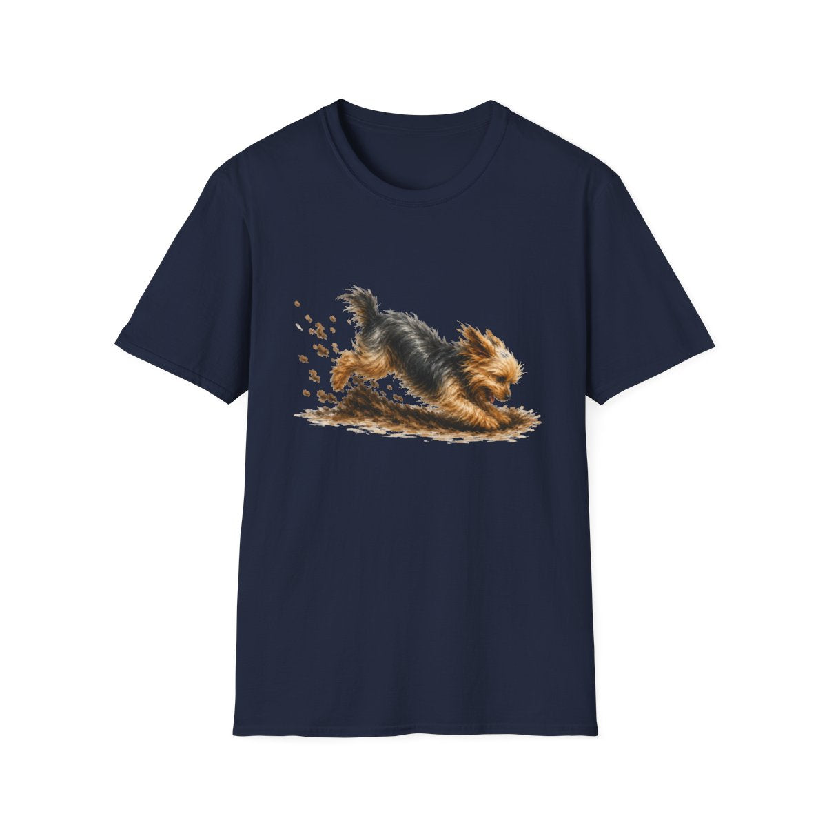 Yorkie Excavating Mode On Tee - Navy
