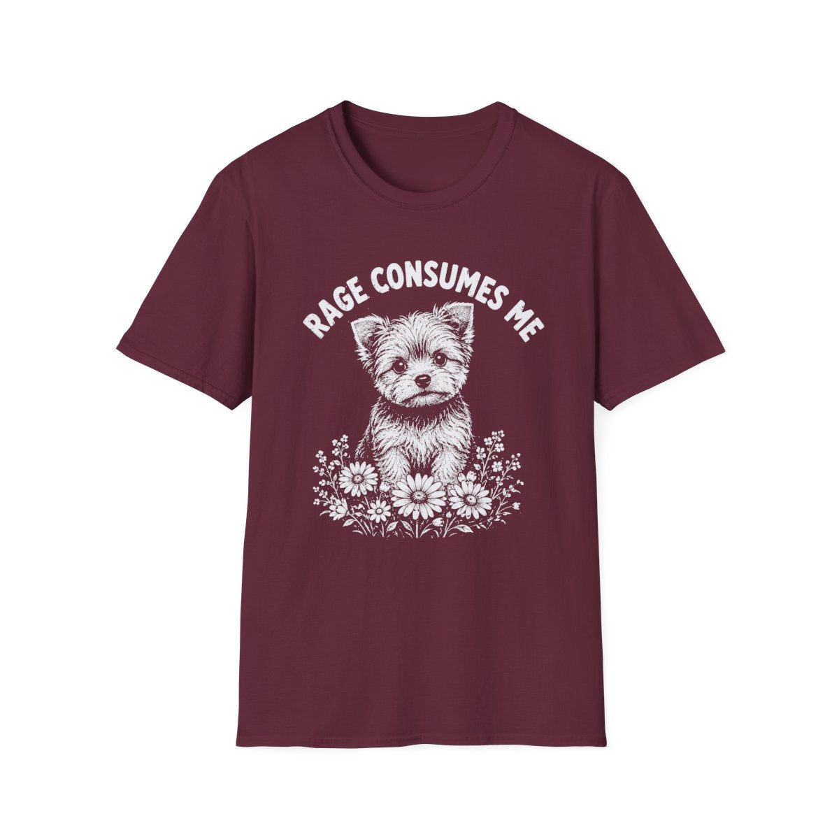 Yorkie Rage Consumes Me Tee - Maroon