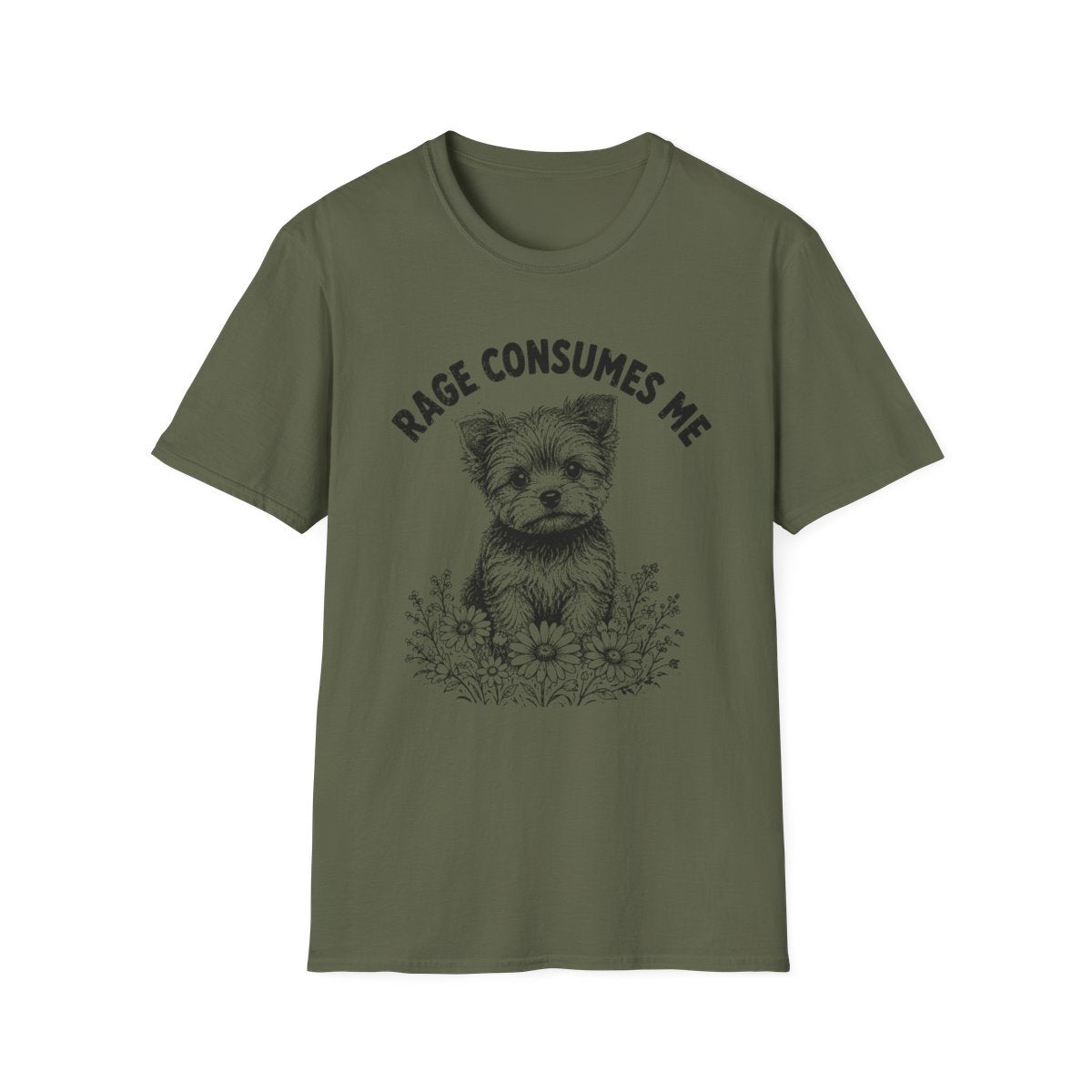 Yorkie Rage Consumes Me Tee - Military Green