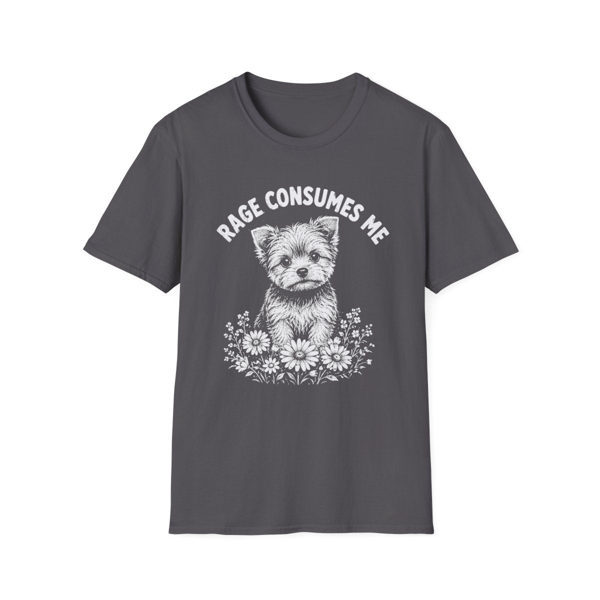 Yorkie Rage Consumes Me Tee - Charcoal