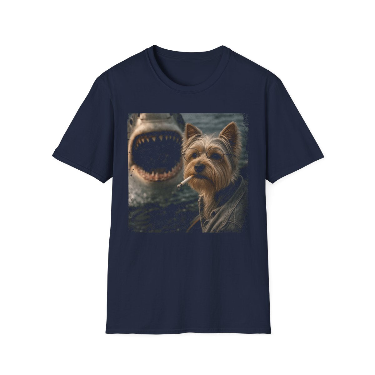 Yorkshire Terrier and Shark Tee - Navy