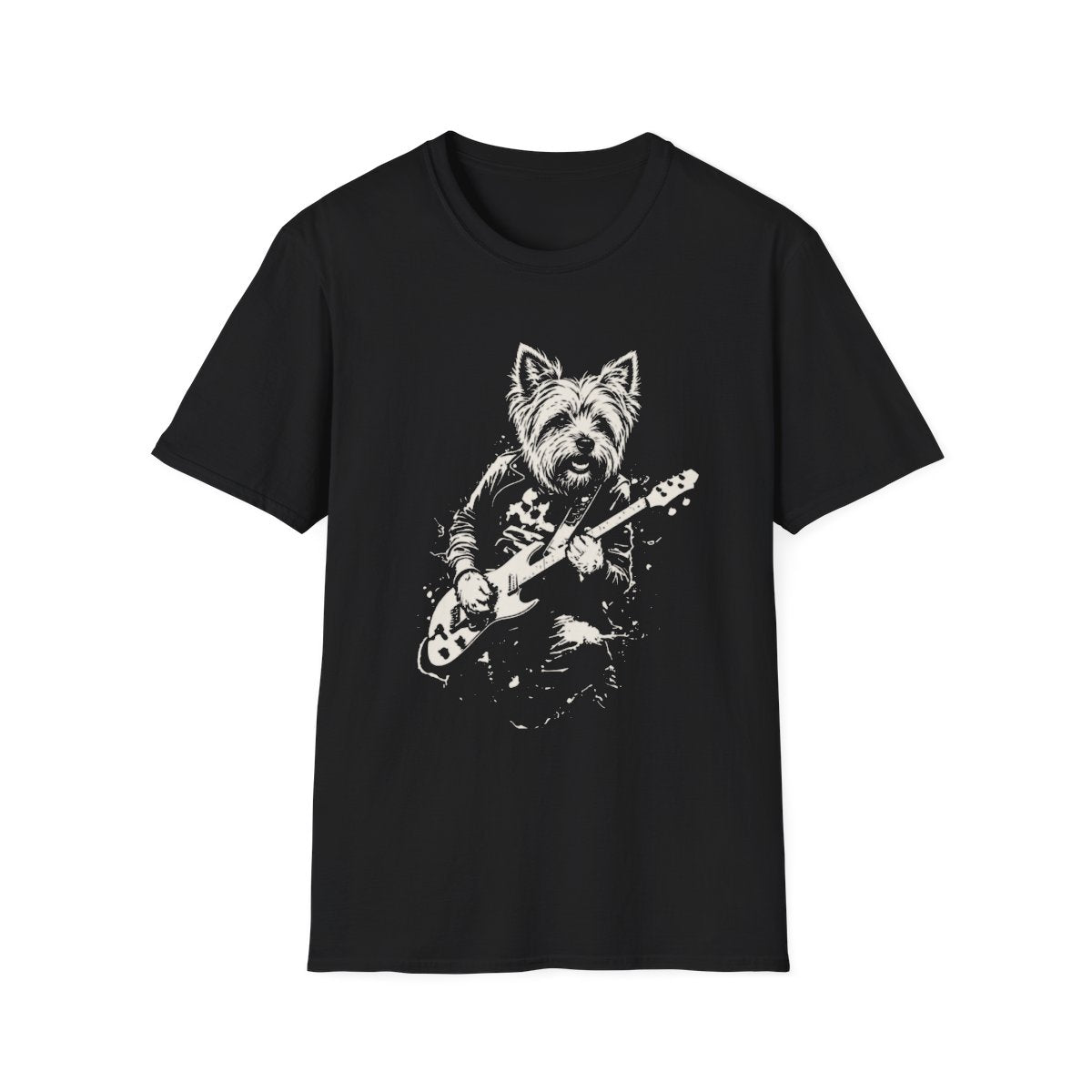 Yorkshire Terrier Rocking Guitar Tee - Black