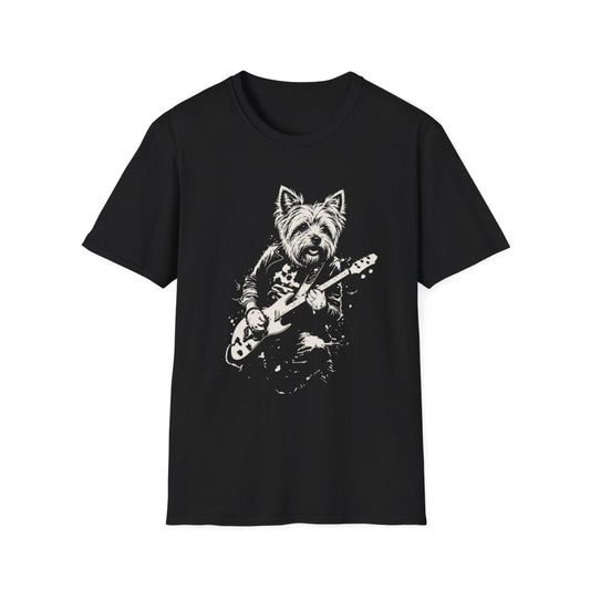Yorkshire Terrier Rocking Guitar Tee - Black