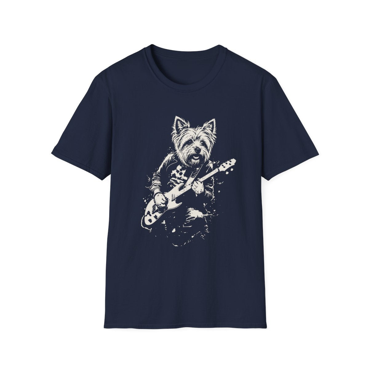 Yorkshire Terrier Rocking Guitar Tee - Navy