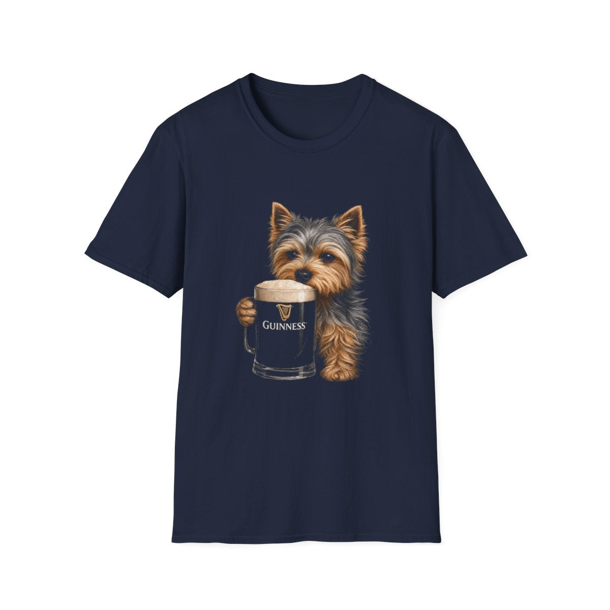 Yorkshire Terrier With A Pint Tee - Navy
