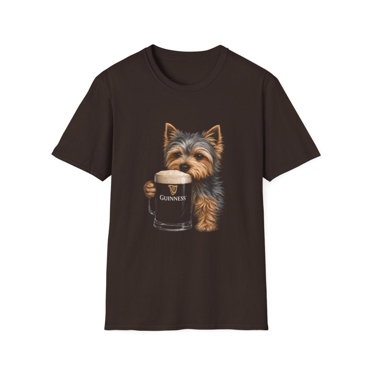 Yorkshire Terrier With A Pint Tee - Dark Chocolate
